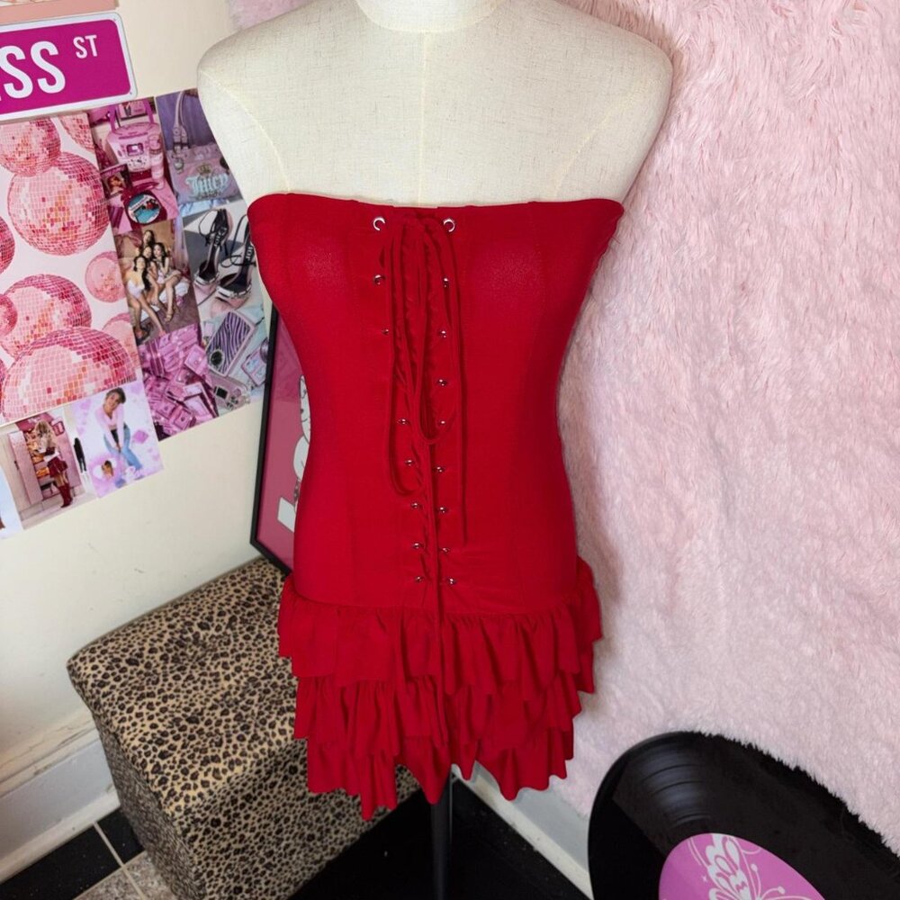 Vintage Red lace up dress